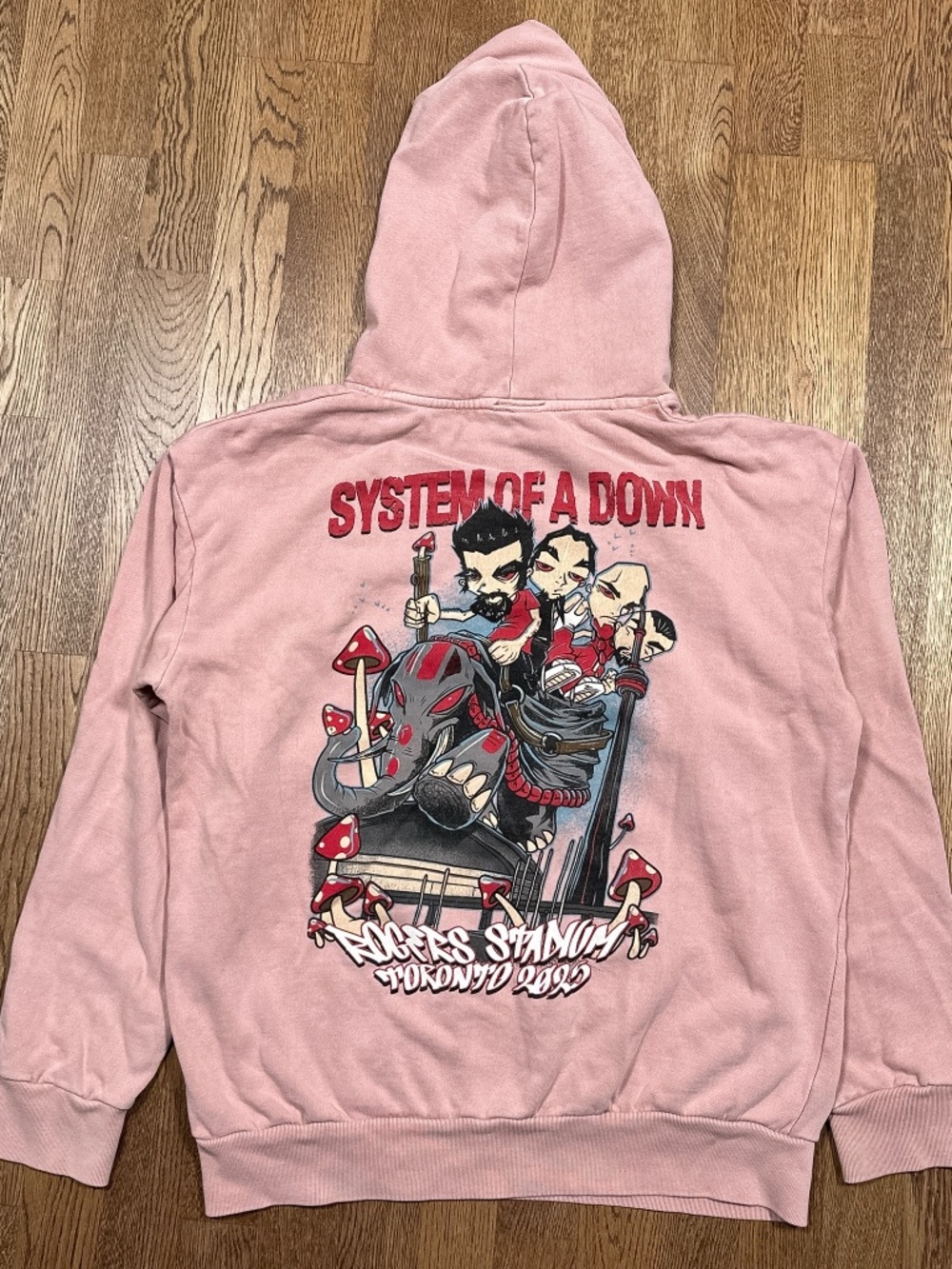 System of a Down 2025 Toronto Rogers Stadium Pink Hoodie Mens Large